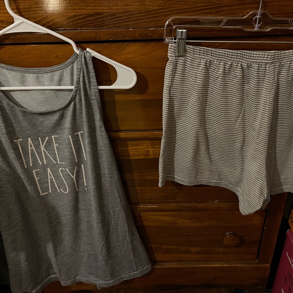 Rae Dunn Charcoal and White Women's Pajama Set